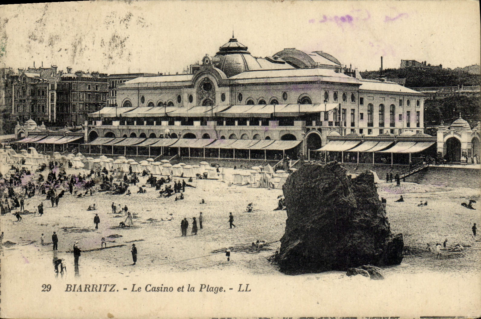 VINTAGE POSTCARD Biarritz the Casino And the Beach