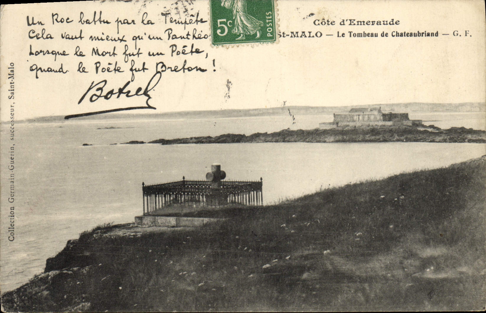 CPA Cote d'Emeraude St Malo Le Tombeau Du Chateaubriand Botrel