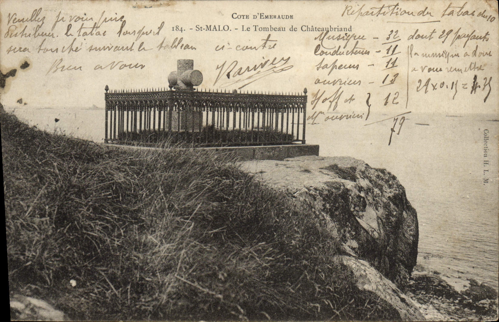 VINTAGE POSTCARD Emerald Dimension St Malo the Tomb Of the Chateaubriant