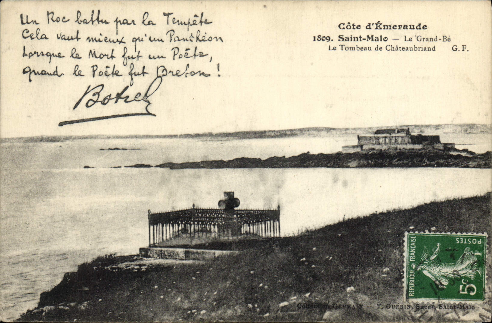 CPA Cote d'Emeraude Saint Malo Le Grand Be Le Tombeau De Chateaubraind Botrel