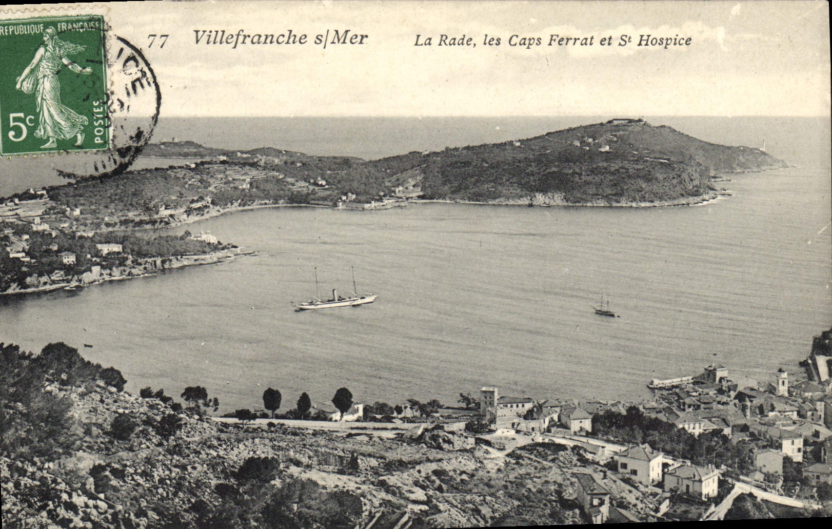 VINTAGE POSTCARD Villefranche S Sea Roads the Capes Ferrat And co. Old people's home
