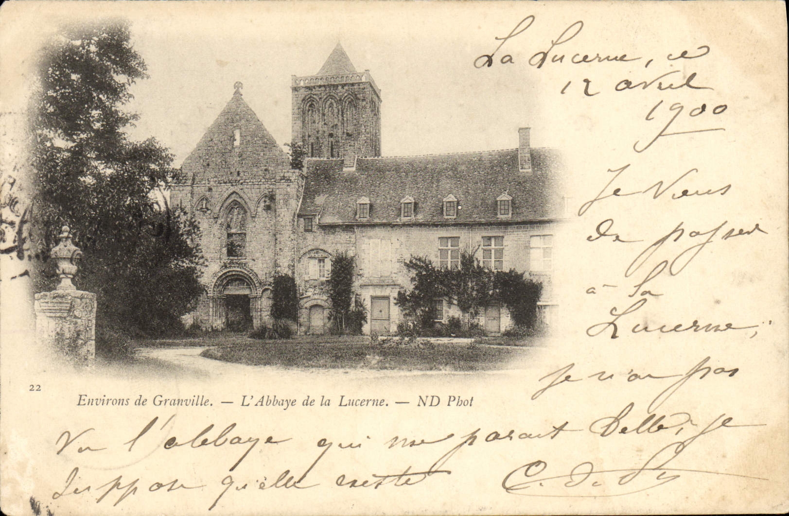 VINTAGE POSTCARD Surroundings De Granville the Abbey Of Lucerne