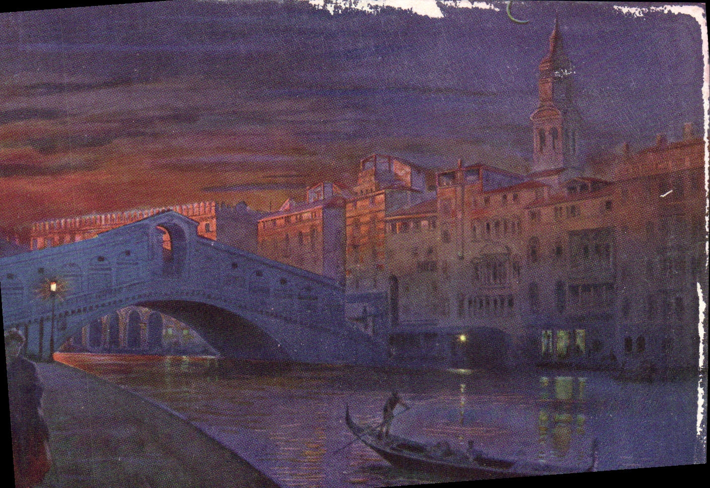 VINTAGE POSTCARD Venezia Big shot of Rialto