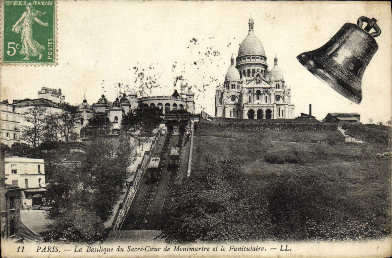 CPA Paris La Basilique Du Sacre Coeur De Montmartre Et Le Funiculaire Cloche 