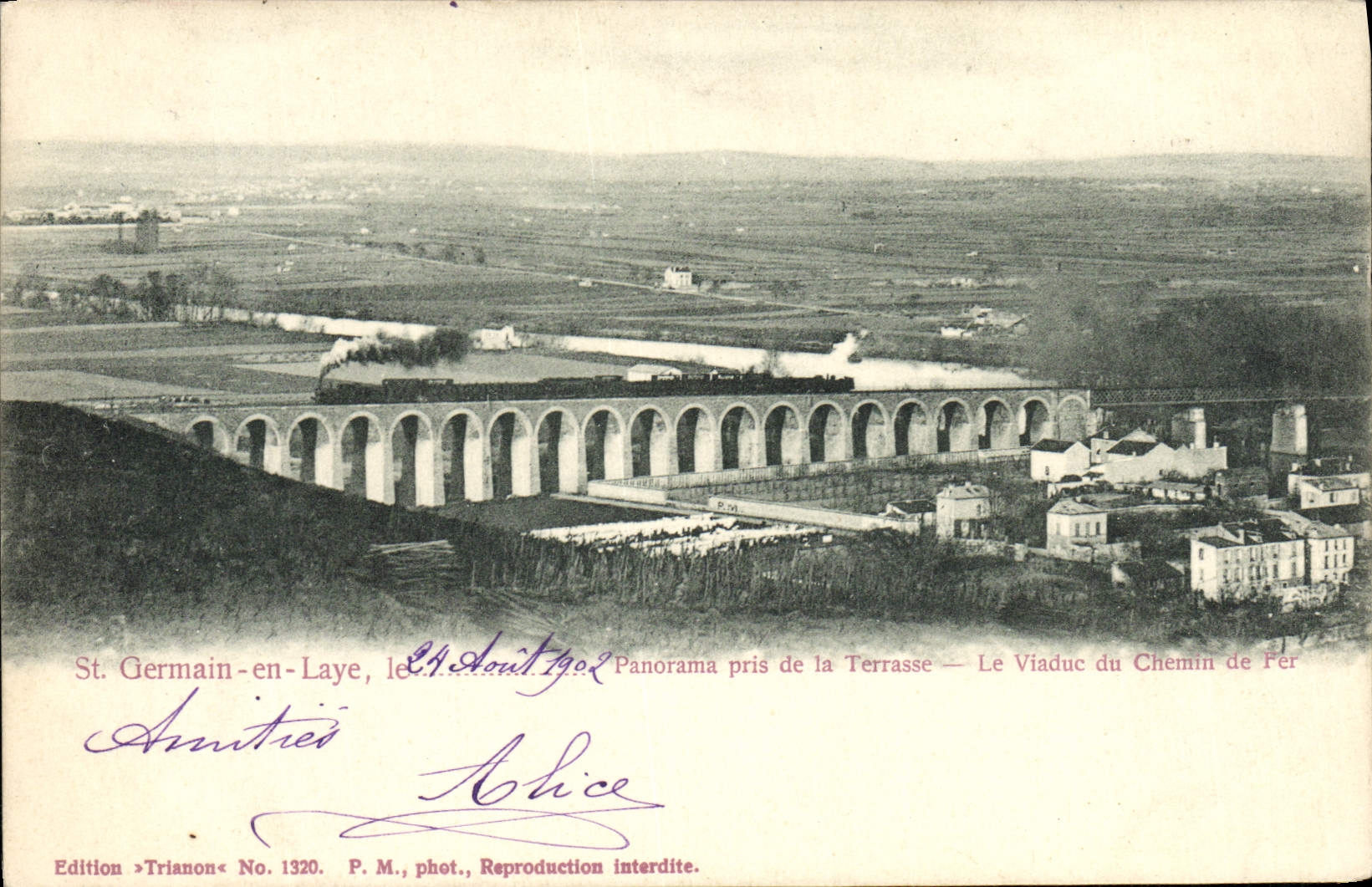 CPA St Germain en Laye Le Panorama Pris De La Terrasse Le viaduc du chemin de fer Train