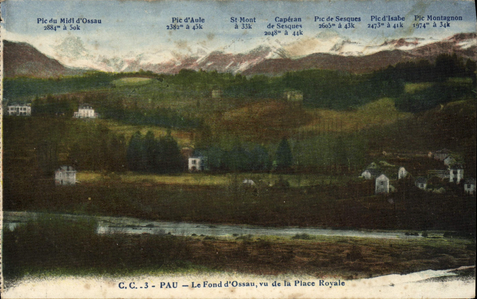 VINTAGE POSTCARD Pau Fund of Ossau Seen Of the Royal Place