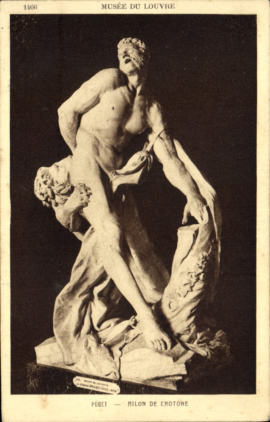 VINTAGE POSTCARD Museum Of Louvre Puget Milon Of Crotona