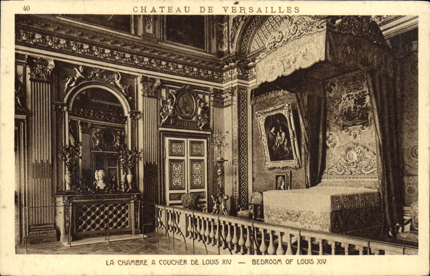 Castillo de la POSTAL de la VENDIMIA de Versalles el cuarto de ser dormido de Louis XIV