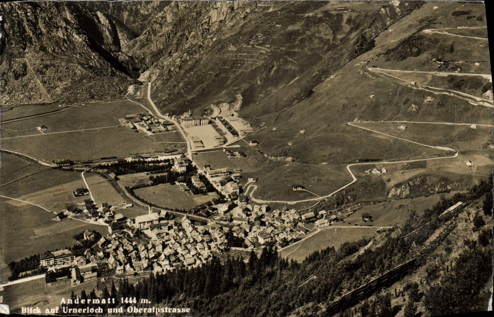 MODERN CARD Andermatt Blick Aaf Urnerloch Und Oberalpstrasse