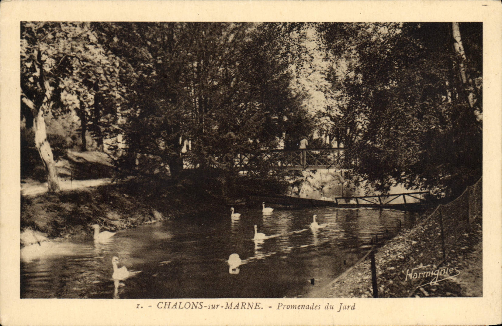 VINTAGE POSTCARD Trawl-nets On the Marne Walks Of Jard Swans
