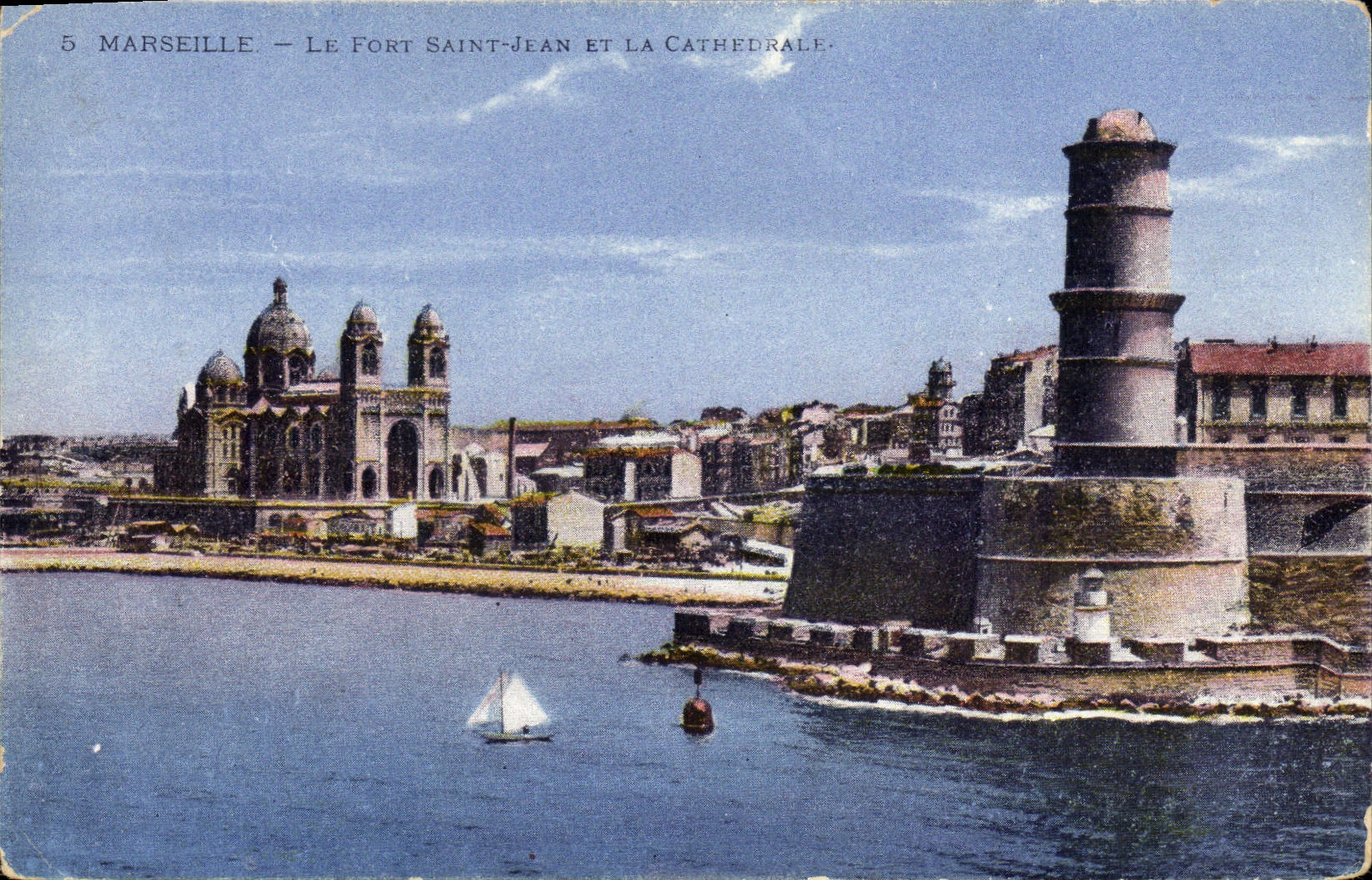 CPA Marseille Le Fort Saint Jean Et La Cathedrale