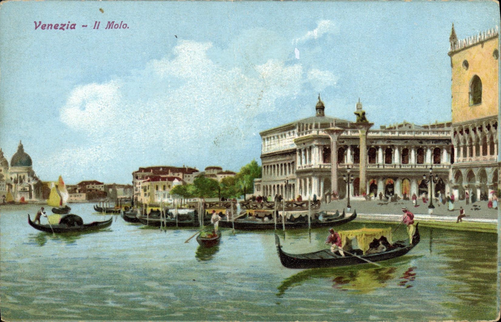 VINTAGE POSTCARD Venezia L Molo