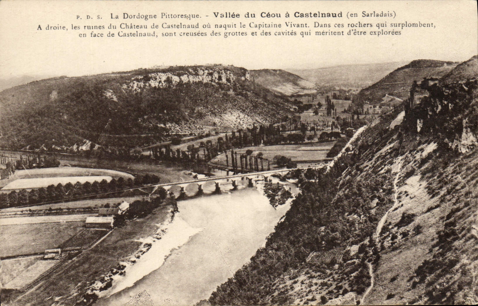 La POSTAL de la VENDIMIA el valle de Dordogne Pittoresque de Ceou tiene Castelnaud