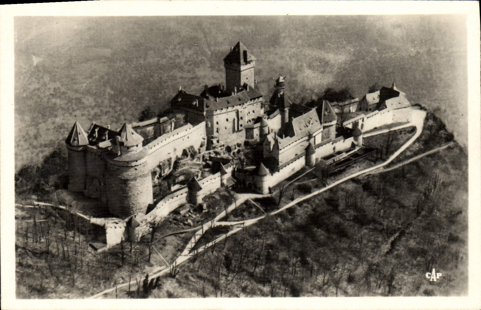 POSTAL MODERNA alto Koenigsbourg vista tiene pájaro del vuelo D