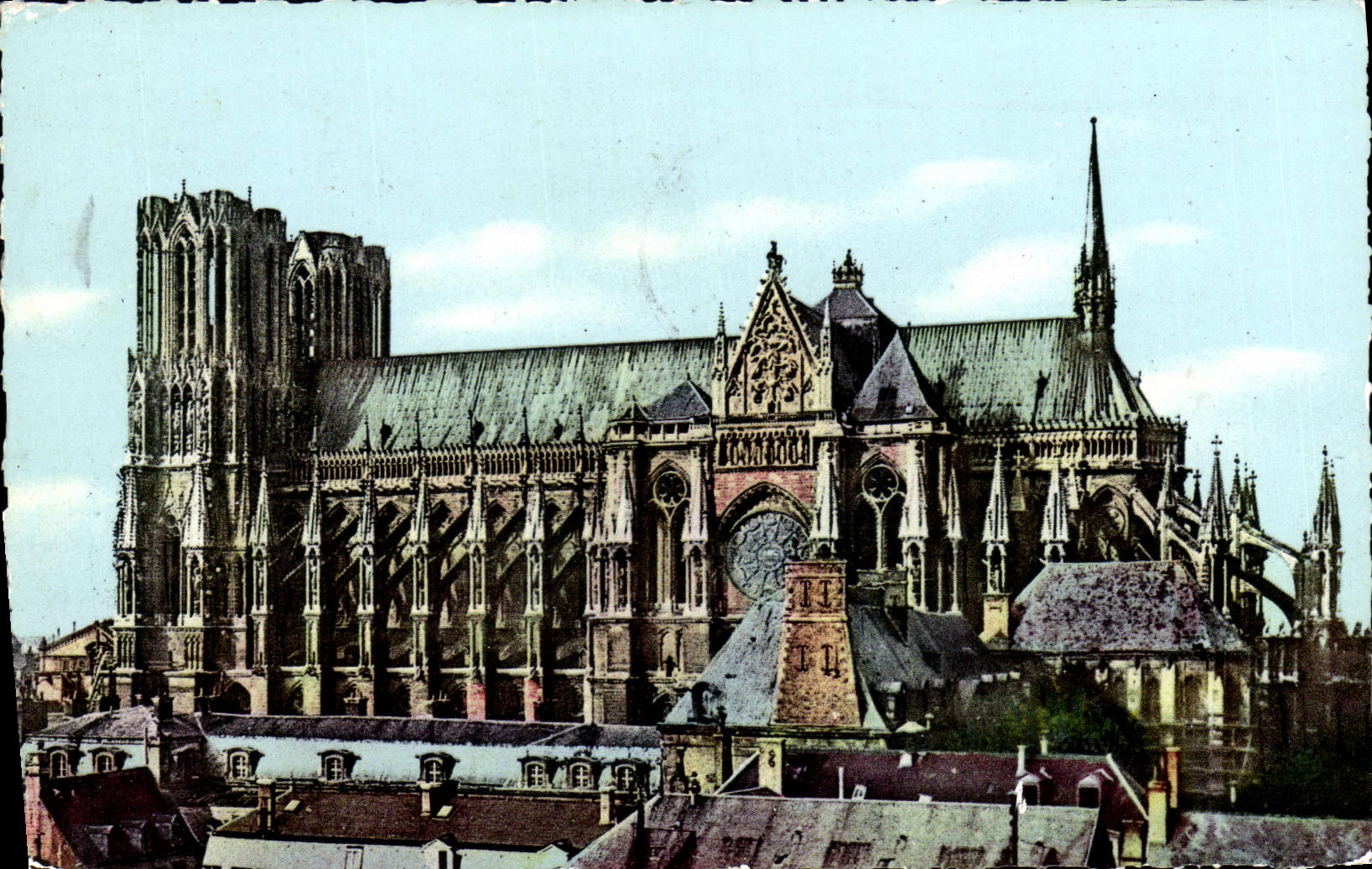 MODERN CARD Rheims the Cathedral Seen Side Southern part