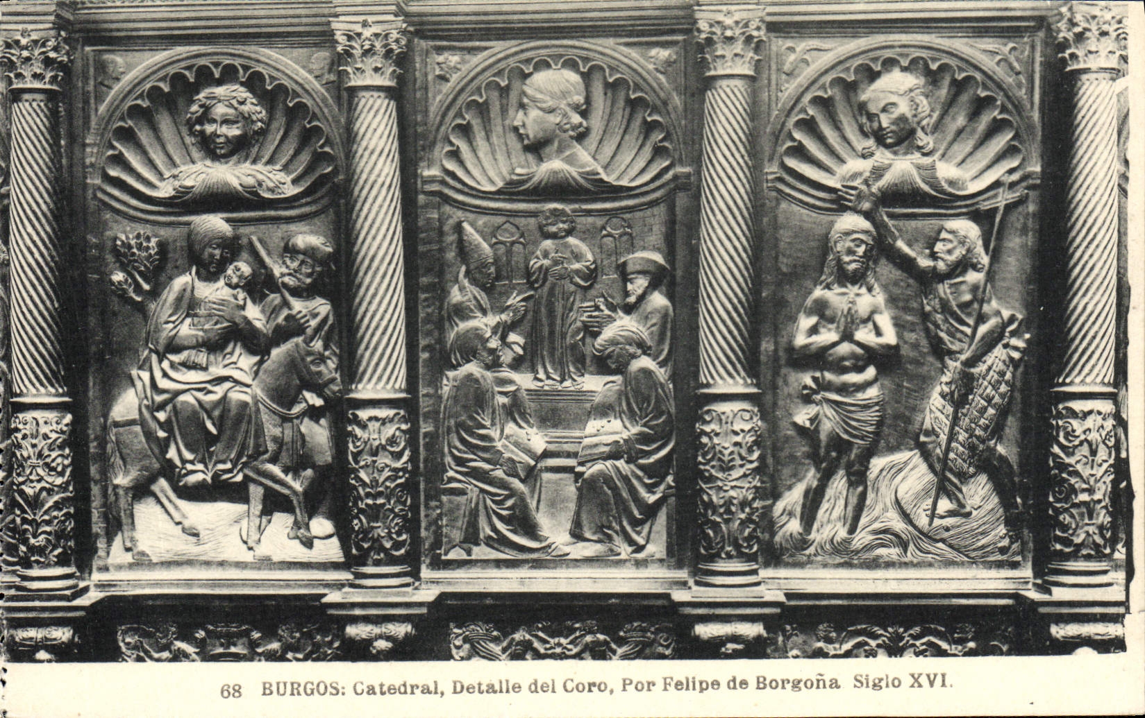 POSTAL Burgos Catedral Detailed Del Coro Por Felipe De Borgona Siglo de la VENDIMIA XVI