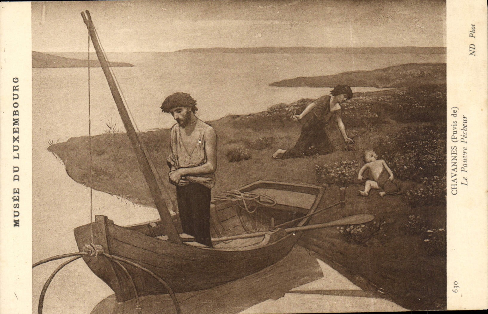 VINTAGE POSTCARD Museum Of Luxembourg Puvis de Chavannes the poor sinner