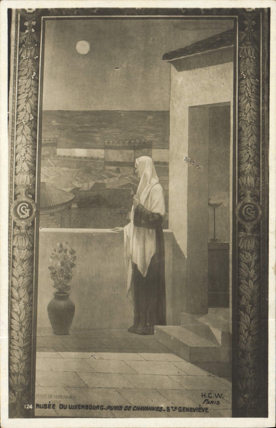 VINTAGE POSTCARD Museum Of Luxembourg Paris Puvis de Chavannes co. Genevieve