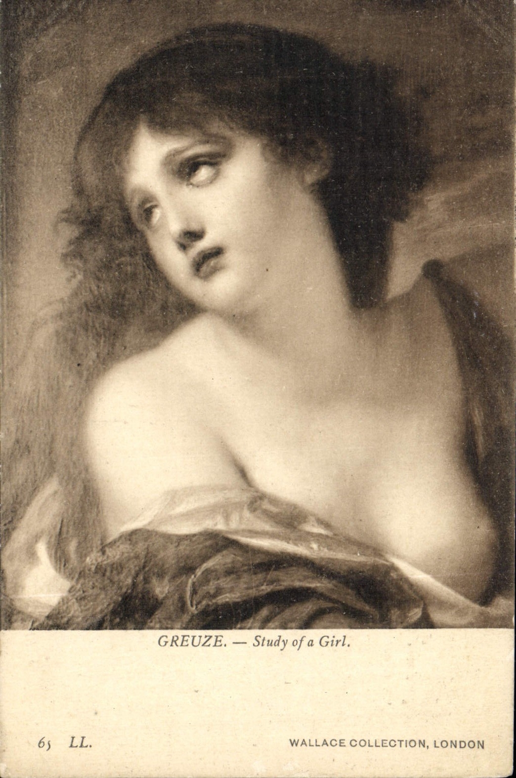 VINTAGE POSTCARD Greuze Study off has Girl Wallace Collection London