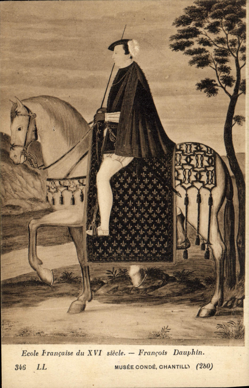 VINTAGE POSTCARD French School Museum Cop Chantilly François Dolphin Museum Chantilly Cop