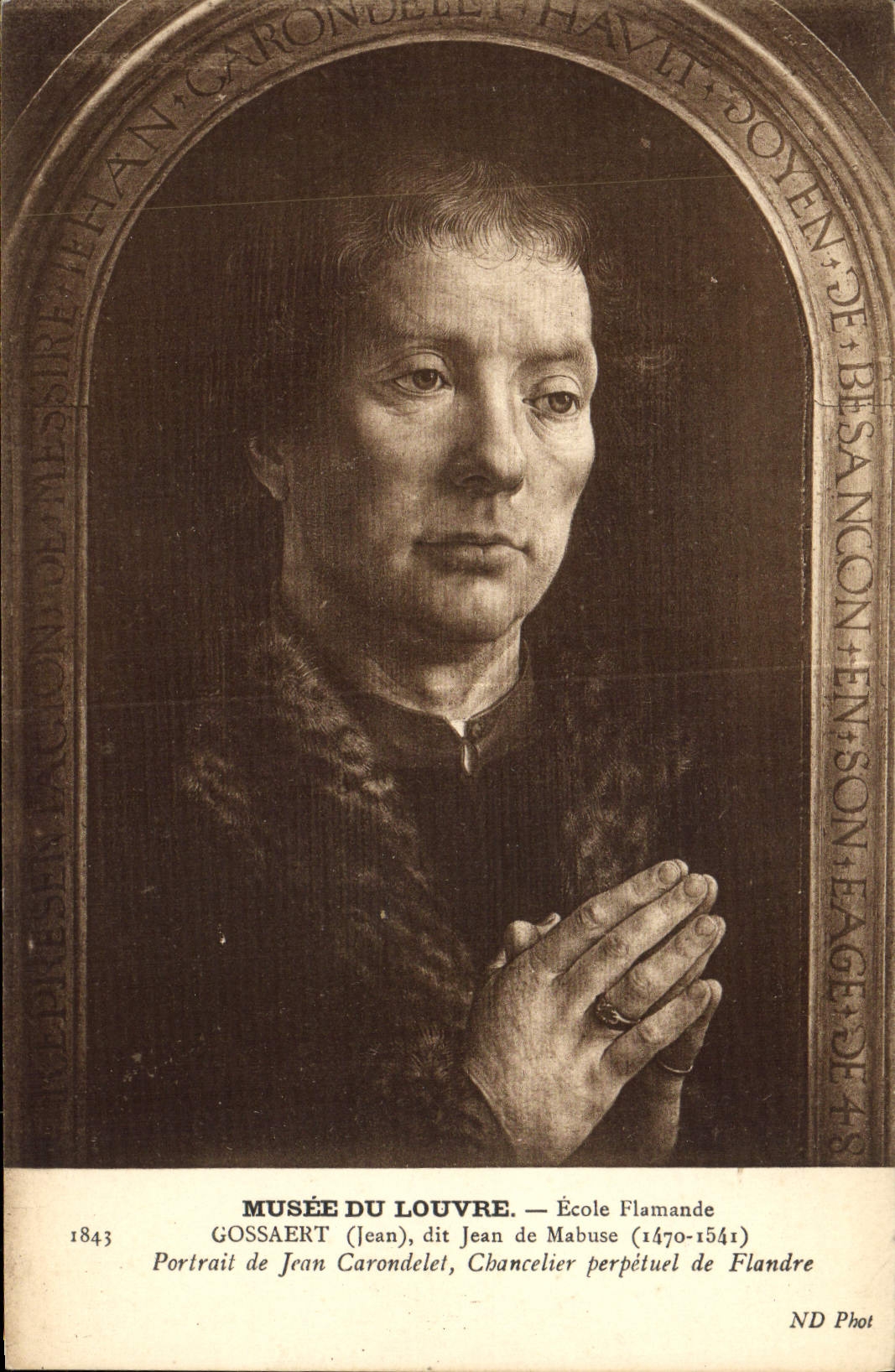 VINTAGE POSTCARD Musee Of Louvre Ecole Flemish Gossaert says Jean de Mabuse 1470 1541