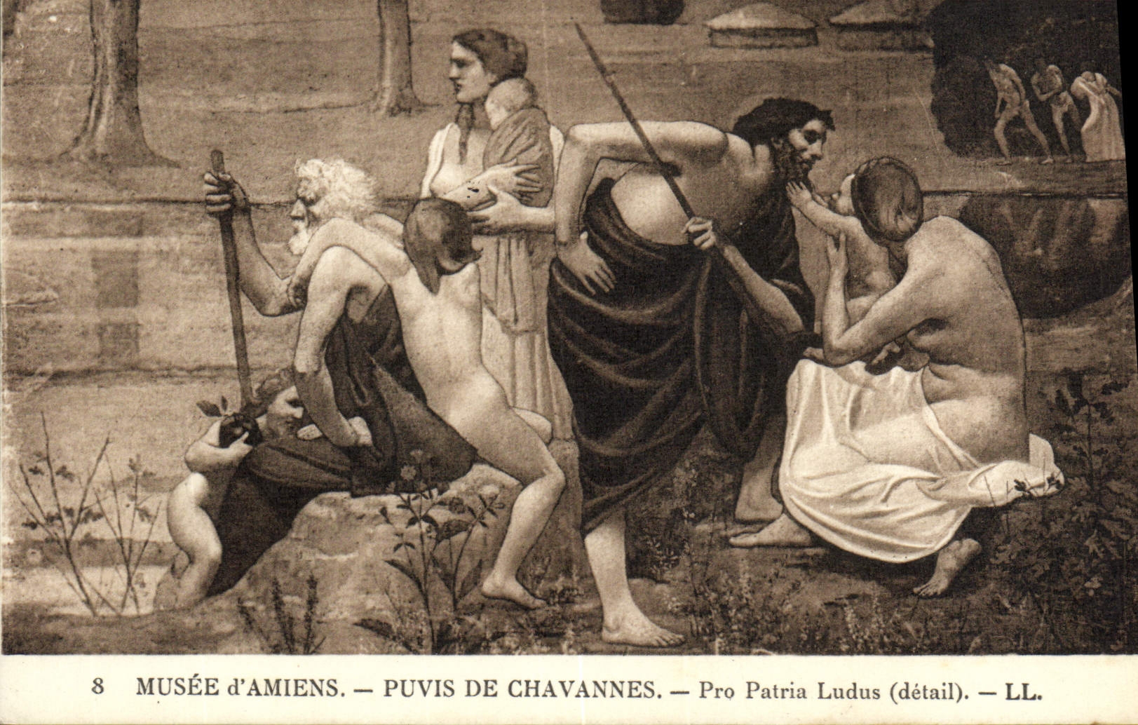 VINTAGE POSTCARD Museum of Amiens Puvis De Chavannes Pro Patria Ludus detail