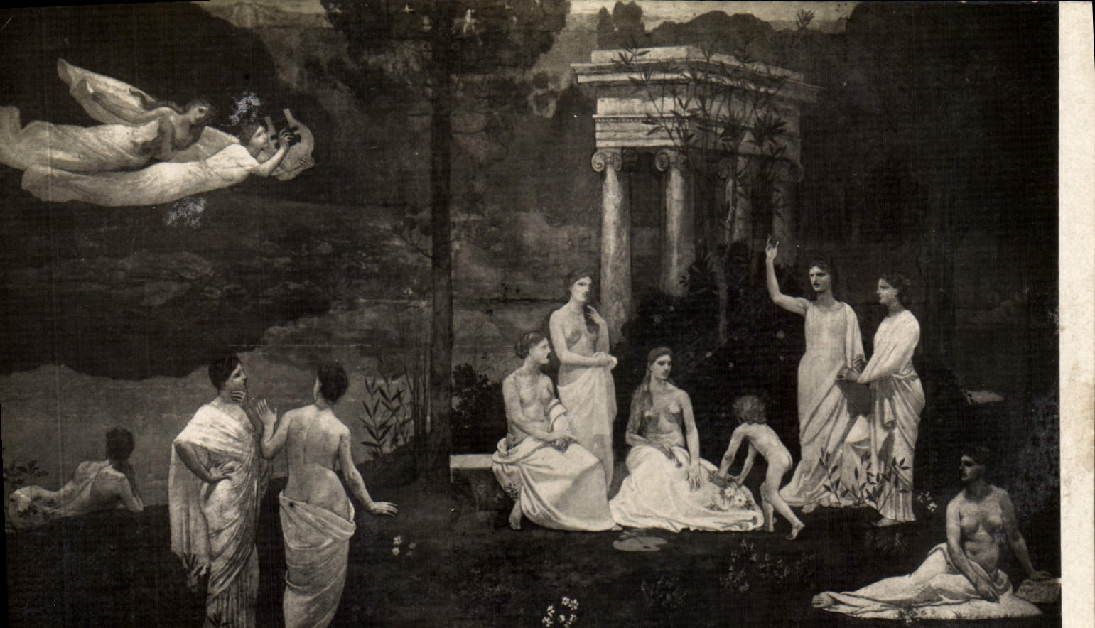 VINTAGE POSTCARD Living room angels