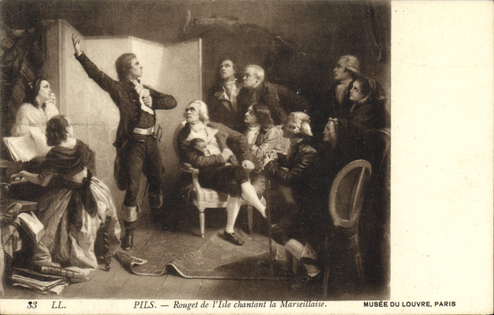 VINTAGE POSTCARD Pils Mullet of Isle Singing the Marseillaise Museum of Louvre Paris