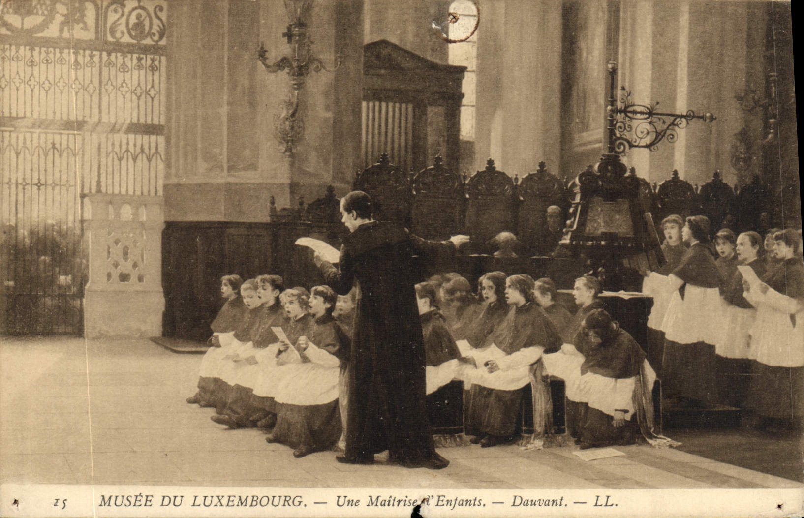 VINTAGE POSTCARD Museum Of Luxembourg a Control of Dauvant children