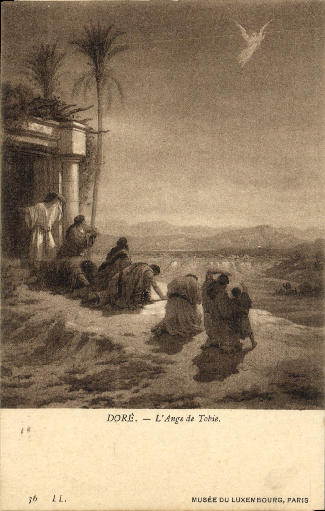 VINTAGE POSTCARD the Angel of Tobie Musee of Luxembourg Paris Gilds
