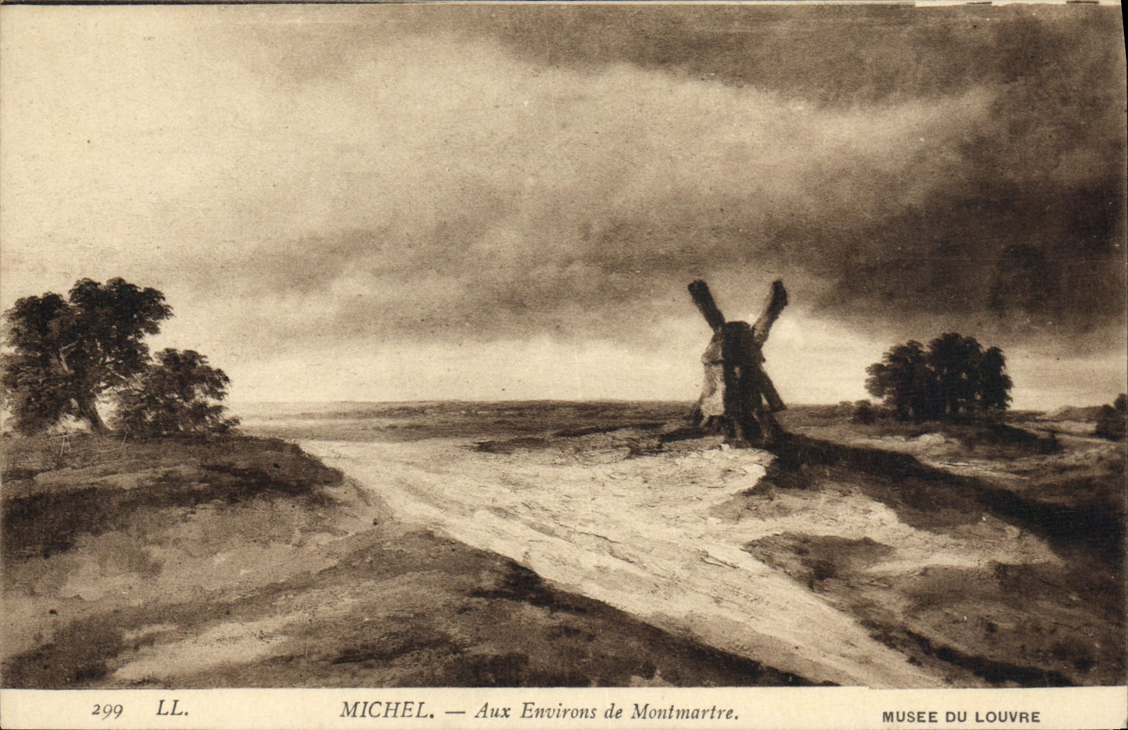 VINTAGE POSTCARD Michel Around Montmartre Paris Museum of Louvre windmill