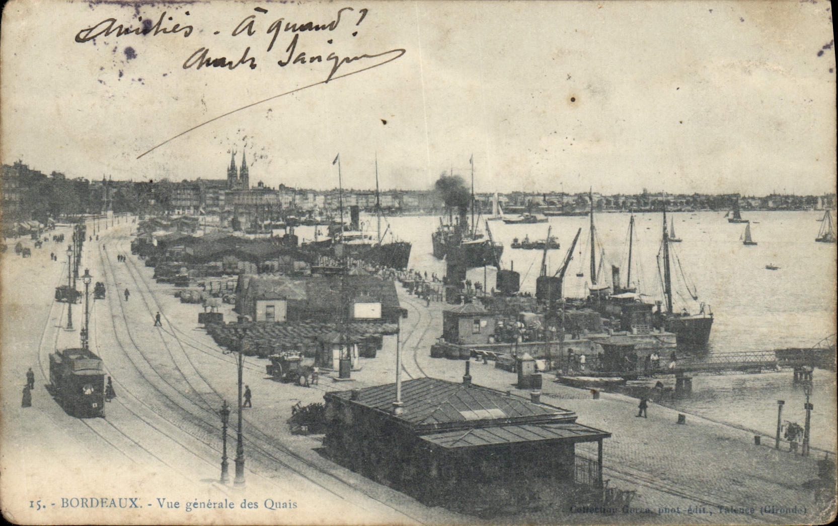 VINTAGE POSTCARD Bordeaux View Of the Quays Boats