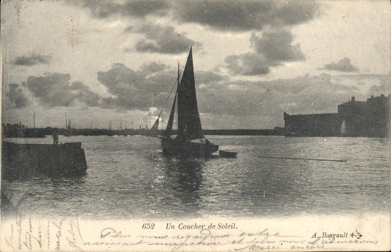 VINTAGE POSTCARD a Sunset Boat of sin