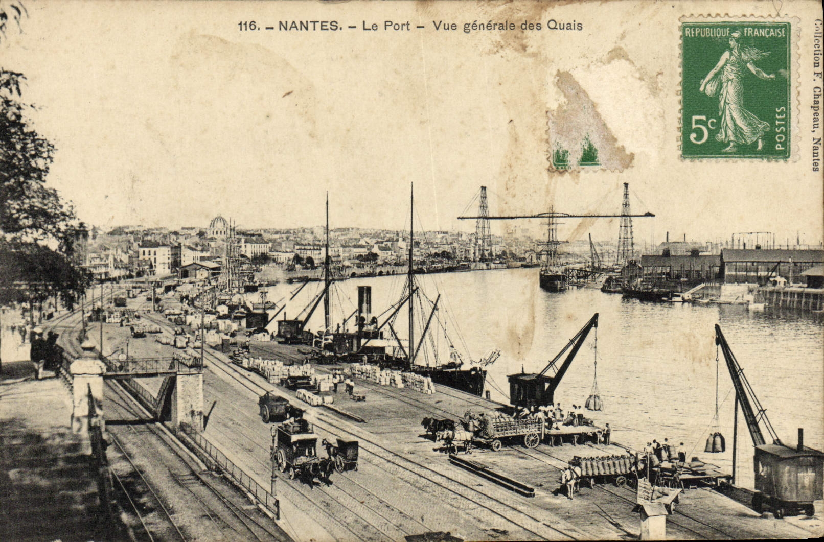 VINTAGE POSTCARD Nantes the Port View of the Quays Boats