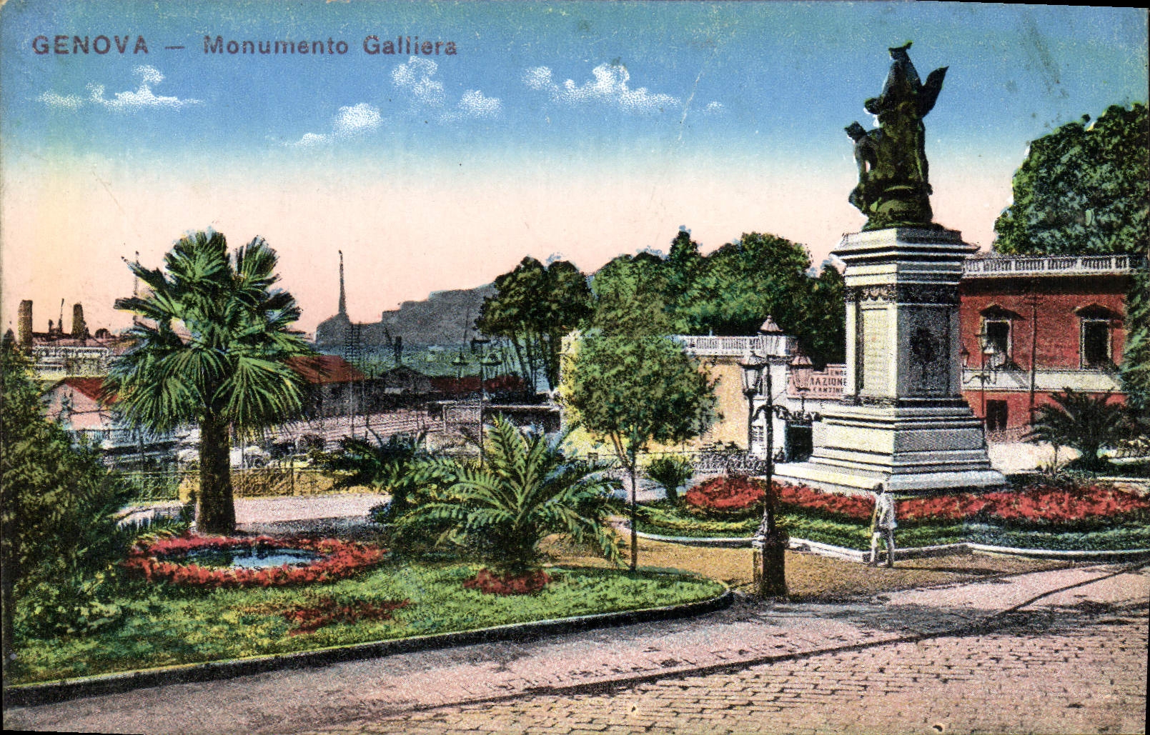 VINTAGE POSTCARD Genova Monumento Galiiera