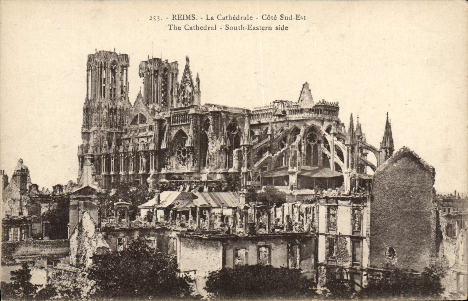 VINTAGE POSTCARD Rheims the Cathedral southern part Is Militaria