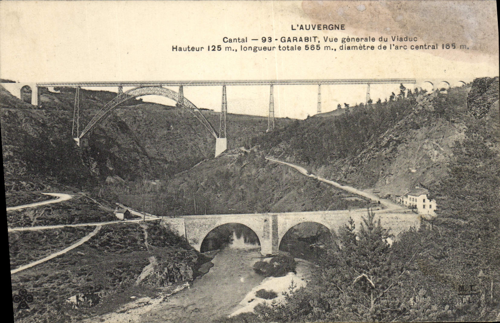 CPA L'Auvergne Cantal Garabit Vue Generale Du Viaduc