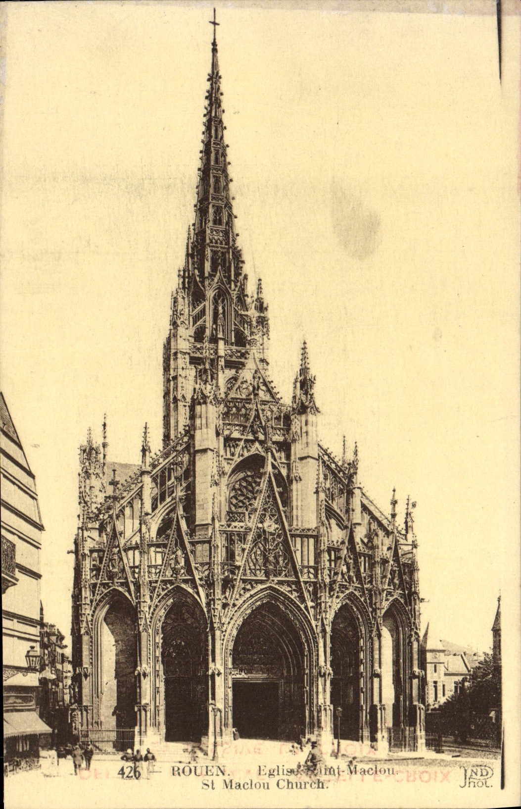 VINTAGE POSTCARD Rouen Church Saint Maclou Publicity Detergent the Cross