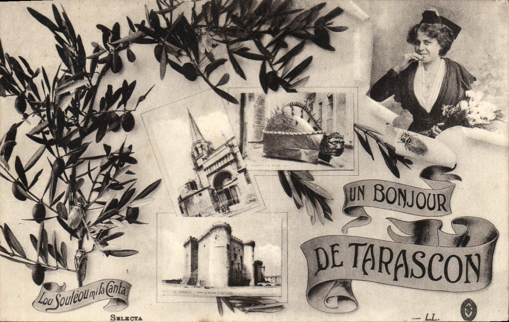 VINTAGE POSTCARD a hello of Tarascon Woman folklore