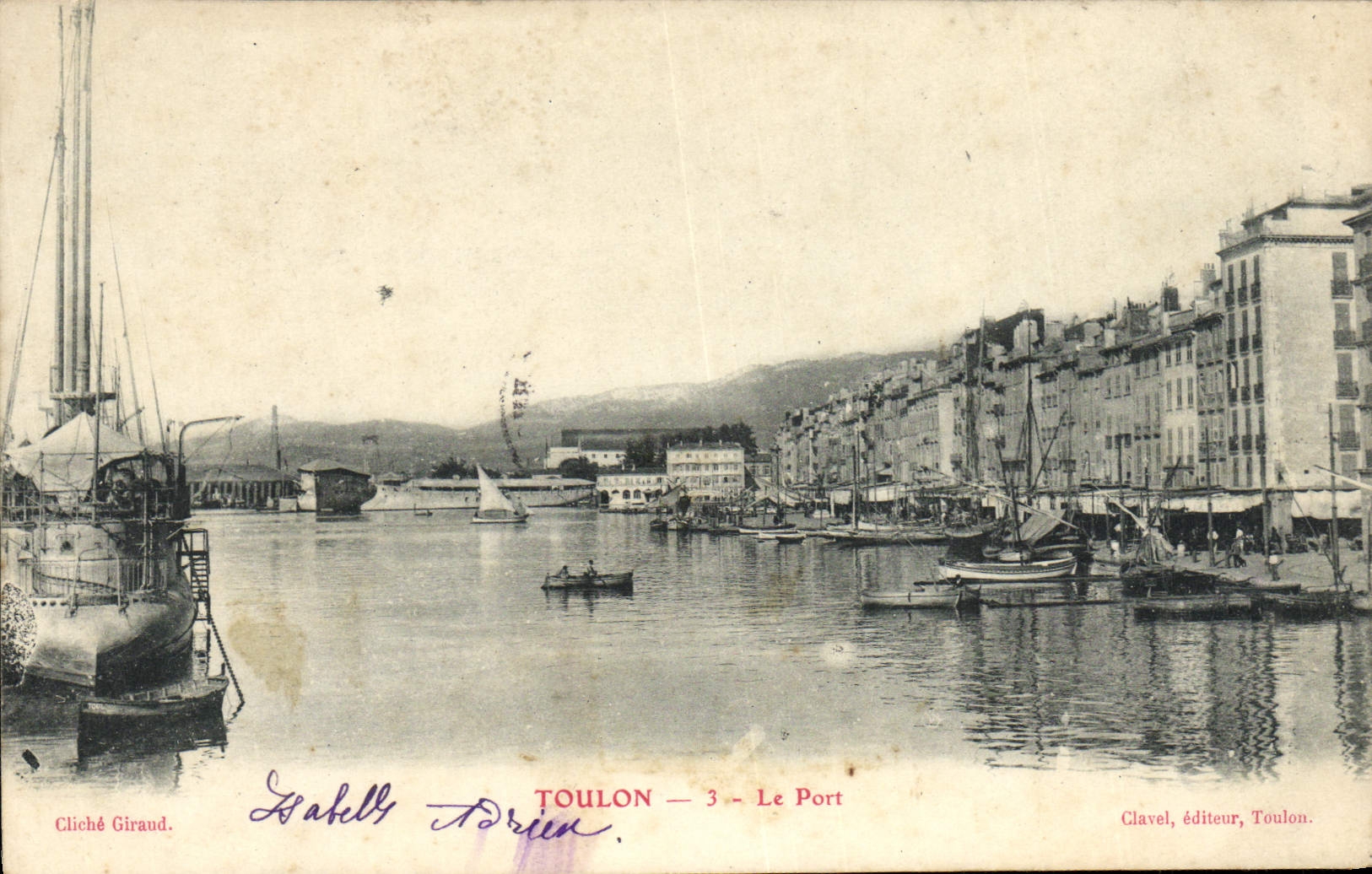 VINTAGE POSTCARD Toulon the Port Boats War