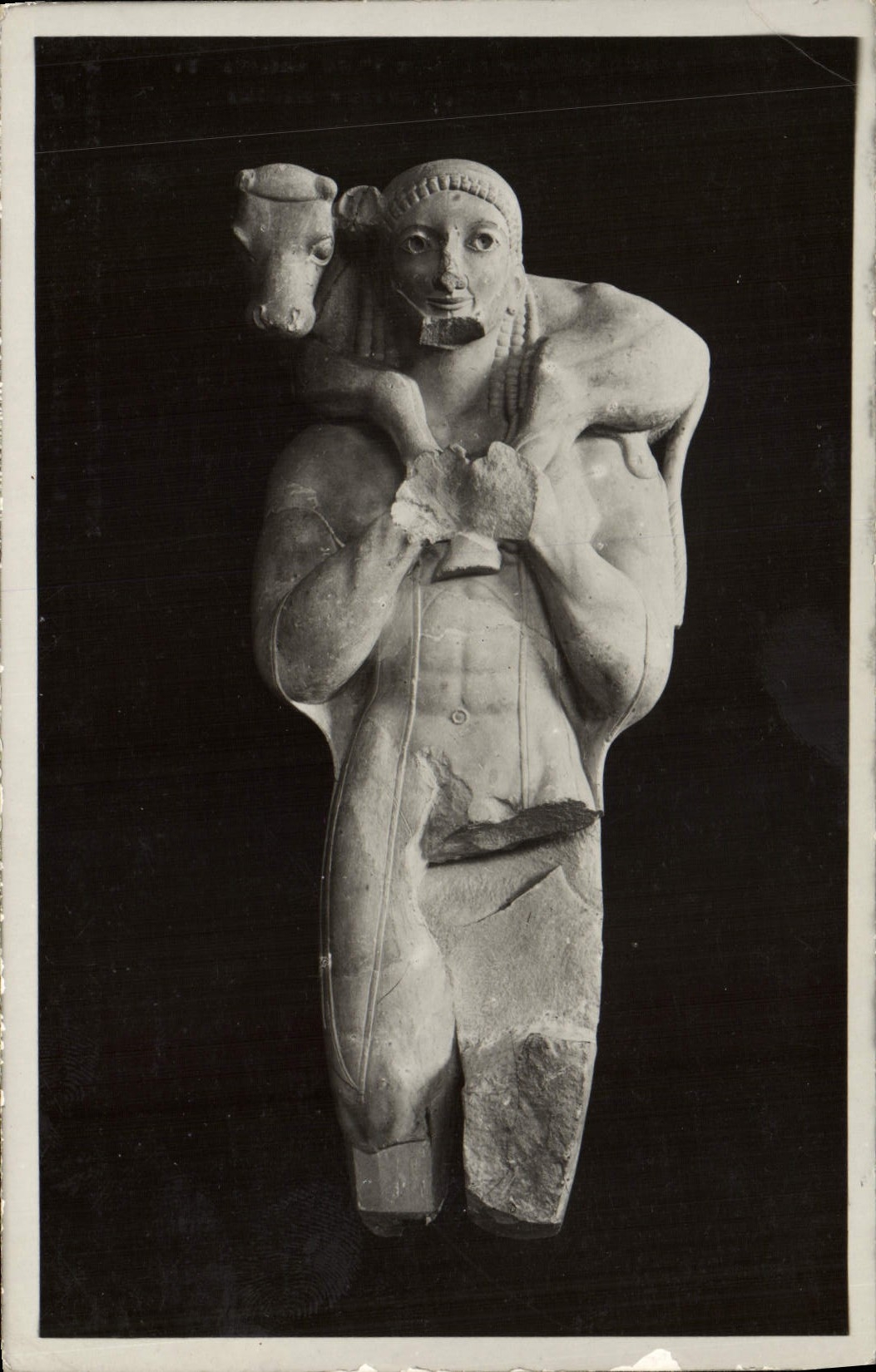 VINTAGE POSTCARD Musee of the Acropolis of Athens Rules antiquated of Moschophore