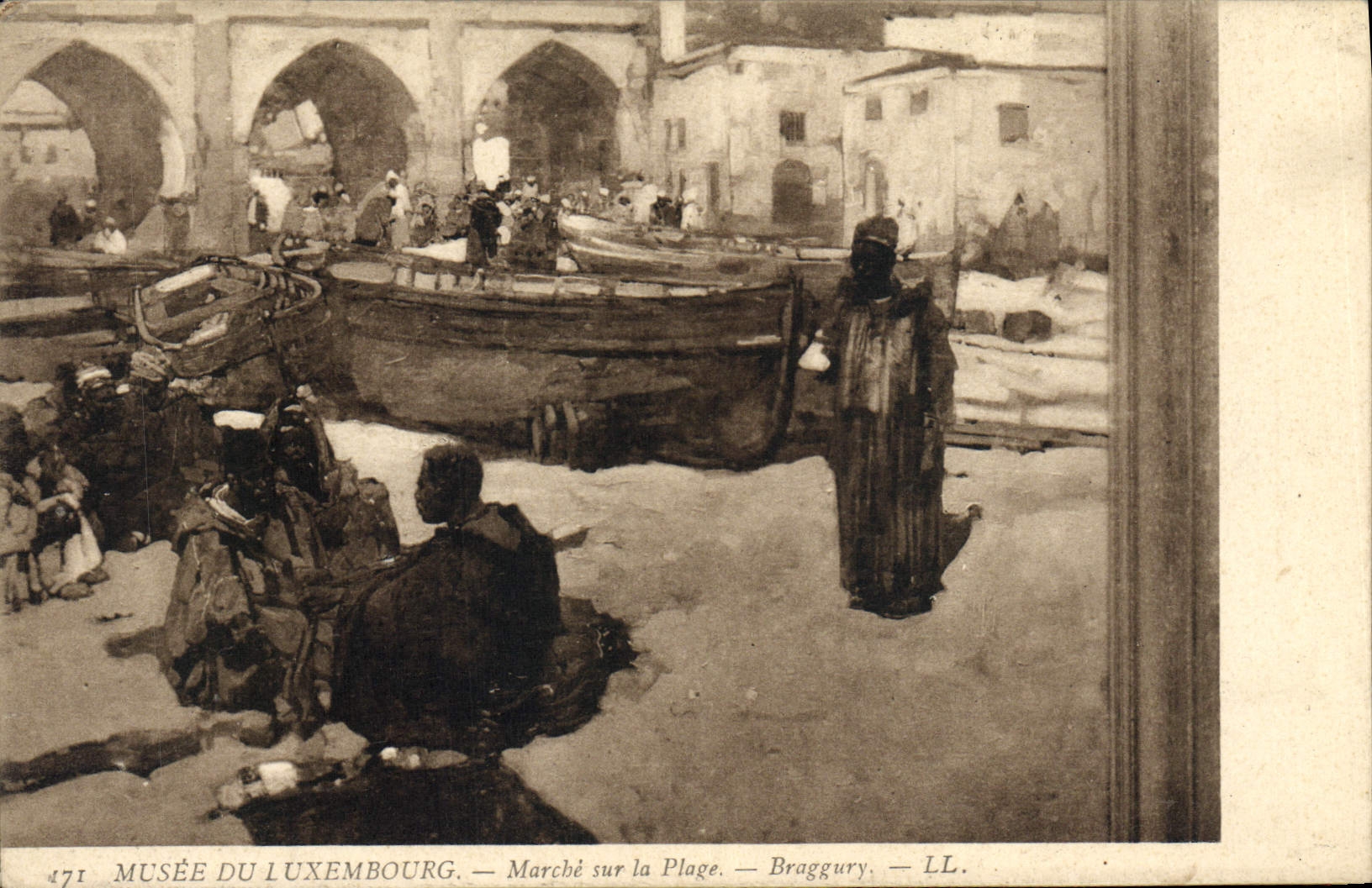 VINTAGE POSTCARD Musee Of Luxembourg Goes on the Braggury Beach