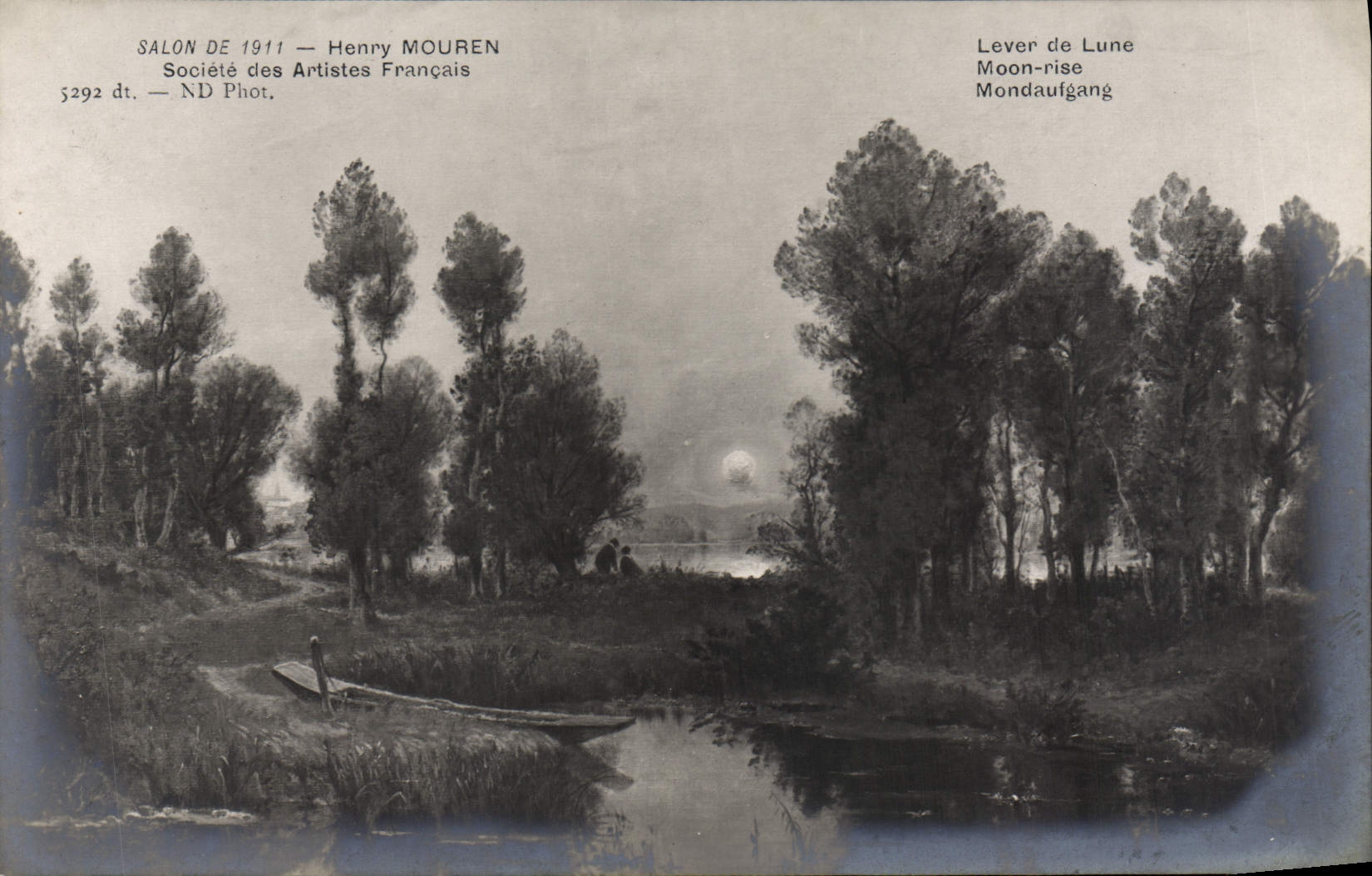 VINTAGE POSTCARD Living room 1911 To raise the moon