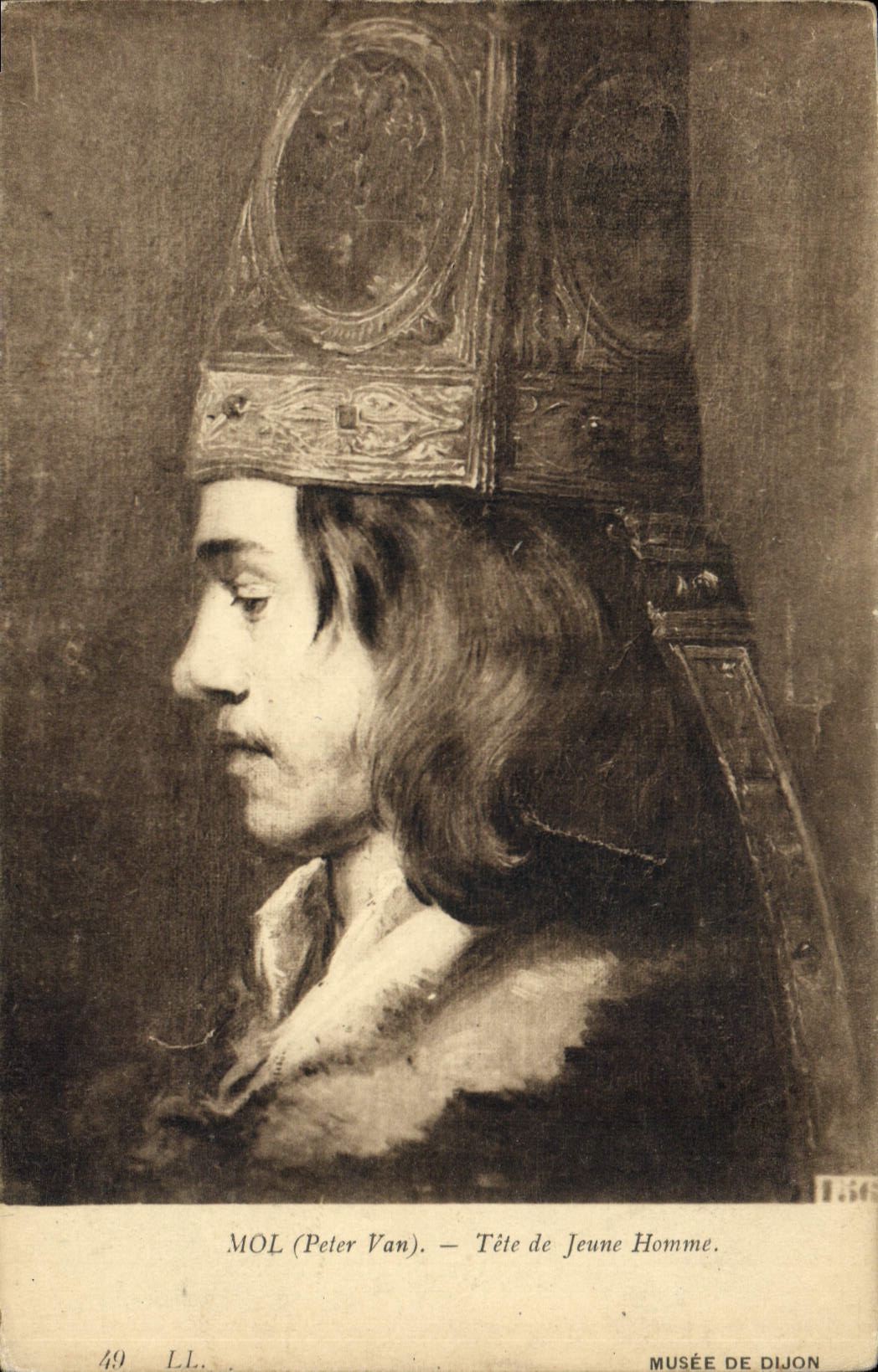 VINTAGE POSTCARD Peter Van Mol Head of Young man Museum of Dijon