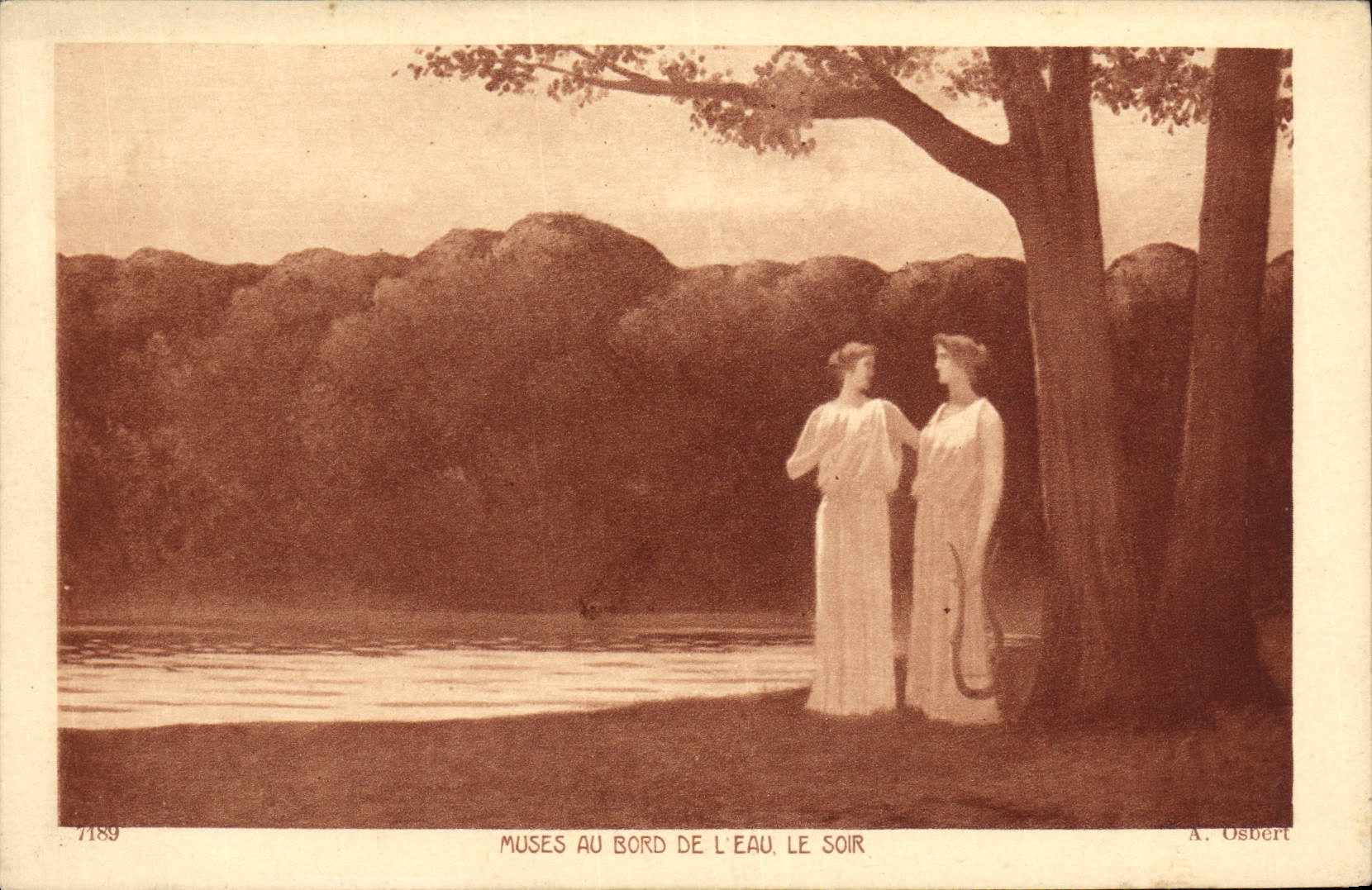 VINTAGE POSTCARD Museum At the edge of Water the Osbert Evening