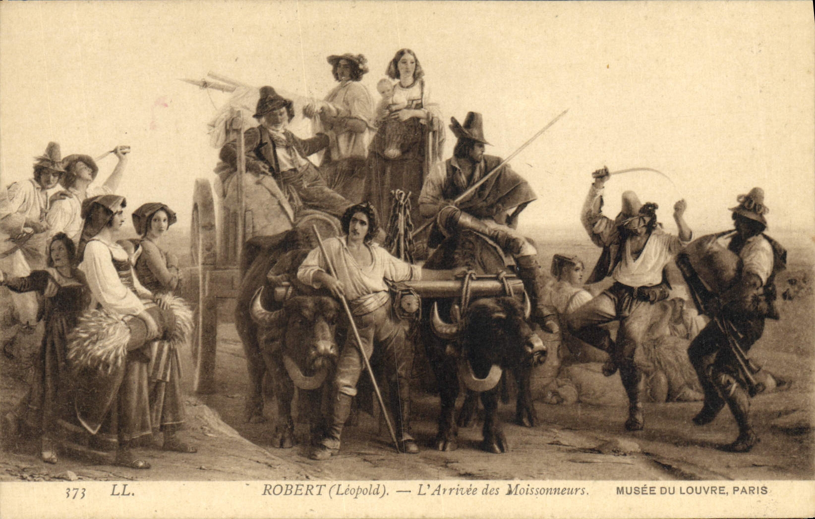 VINTAGE POSTCARD Robert the Arrival Of the Harvesters Museum Of Louvre Paris