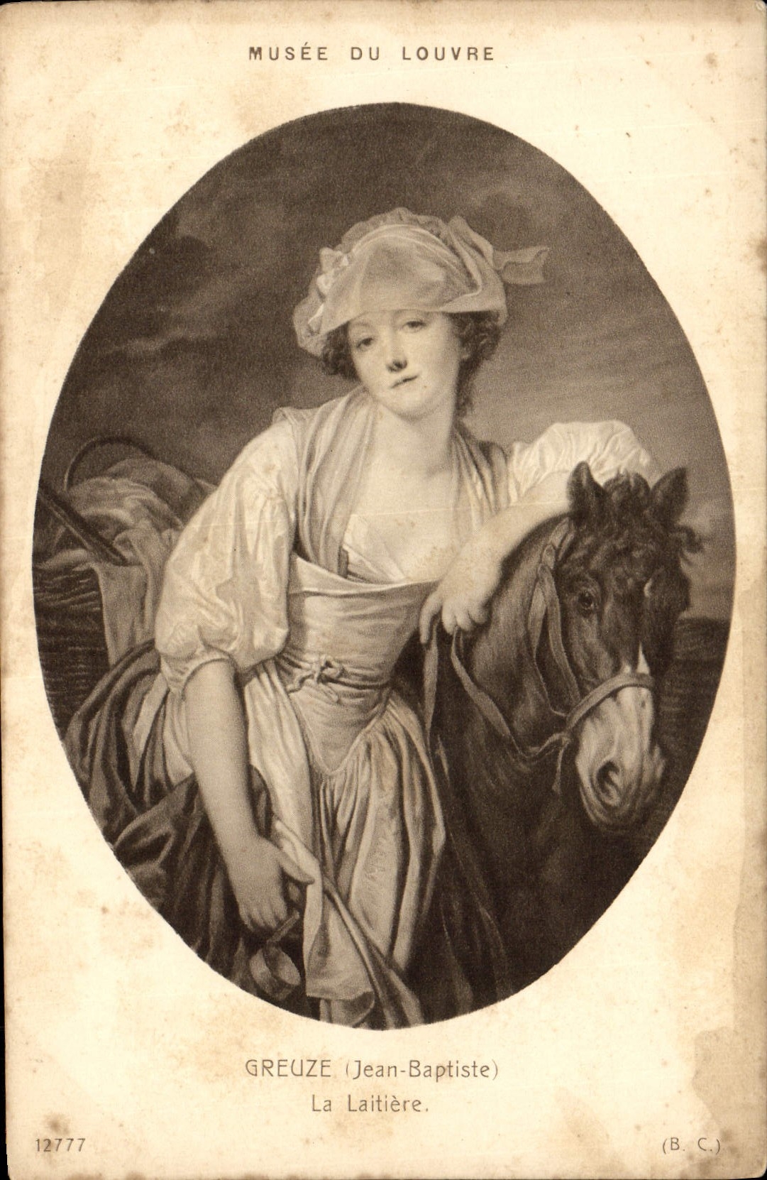 VINTAGE POSTCARD Museum Of Louvre Greuze Laitiere