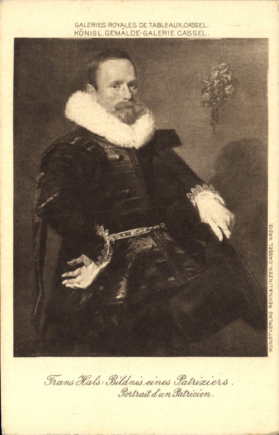 VINTAGE POSTCARD Royal Galleries Of Tables Cassel Portrait of an expert Frans Halls