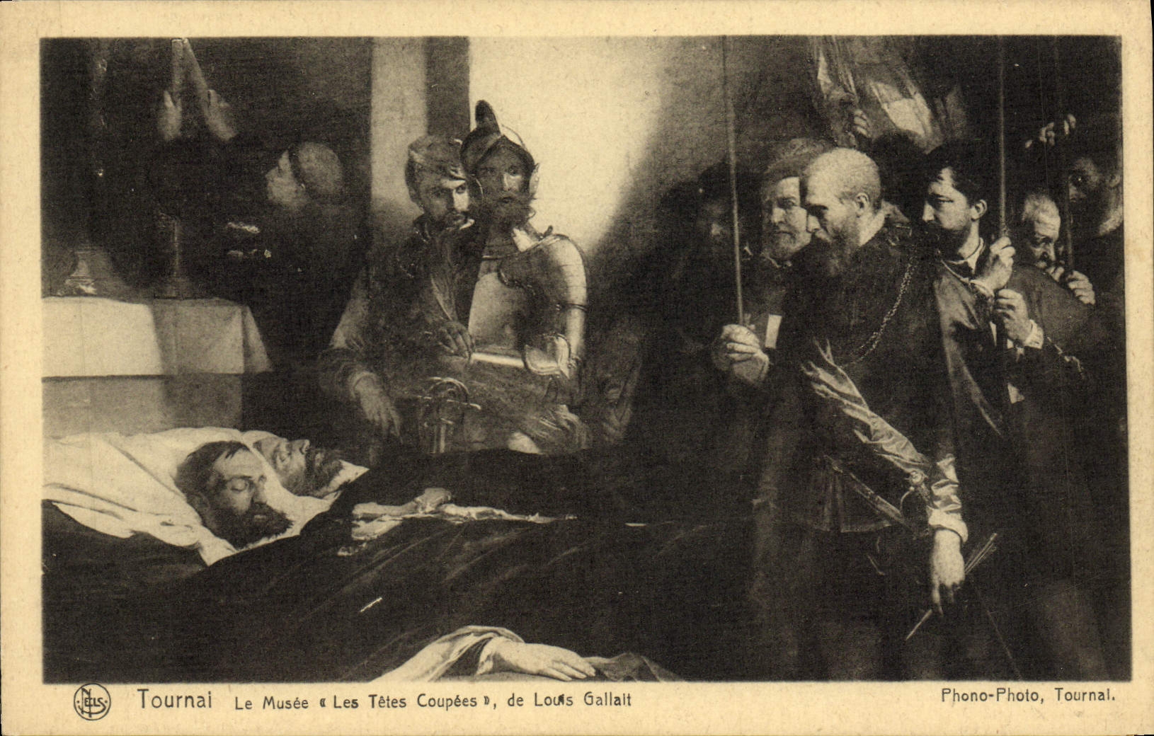 VINTAGE POSTCARD Turned the Museum Of Louis Gallait the heads coupees