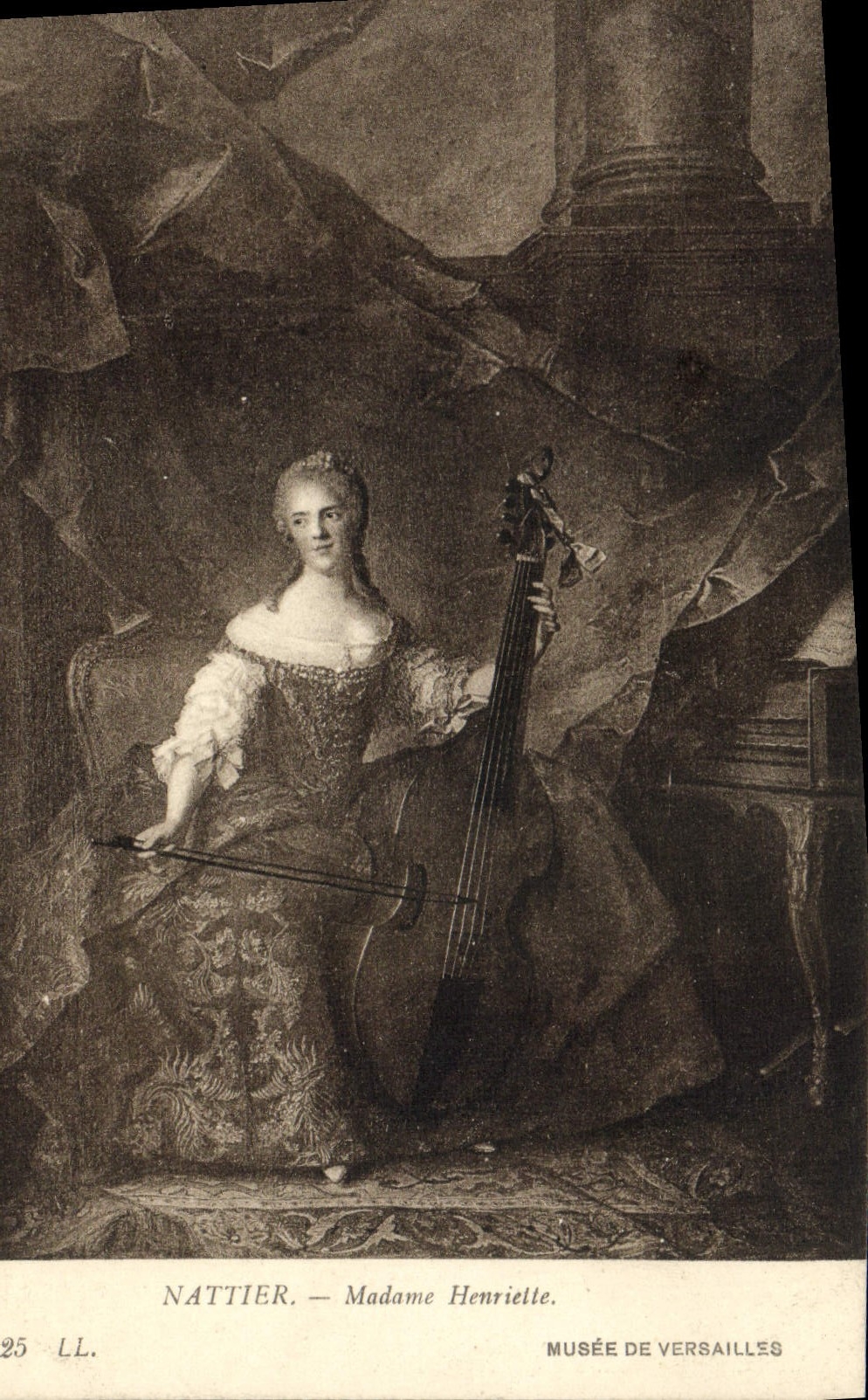 VINTAGE POSTCARD Nattier Mrs Henriette Museum Of Versailles Violoncello